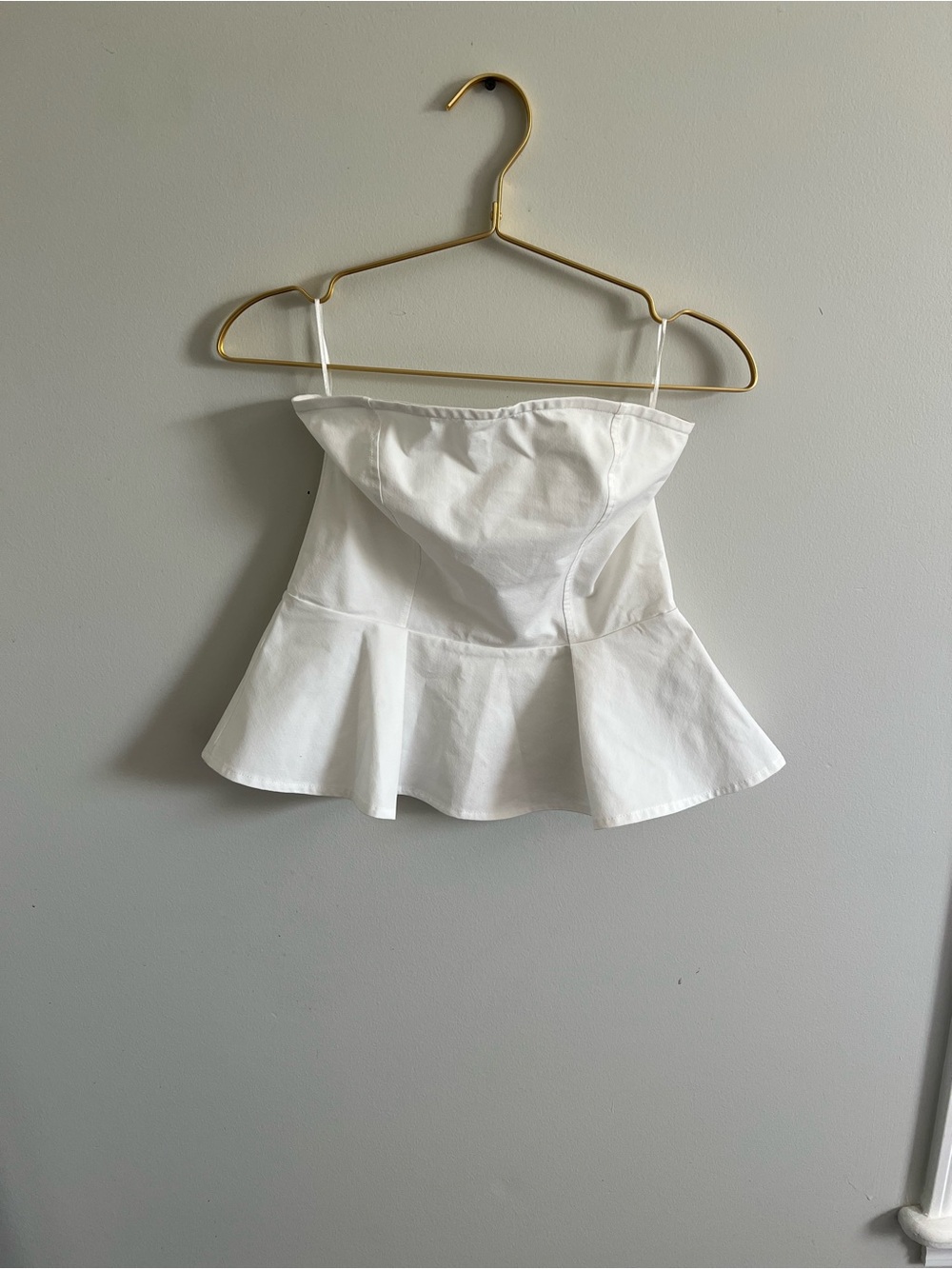 H&M White Strapless Peplum Bandeau Top
